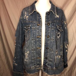 Distressed denim jacket